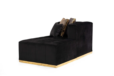 Elisha Black Velvet Double Chaise Sectional - Ornate Home
