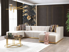Elisha Ivory Velvet Double Chaise Sectional - Ornate Home