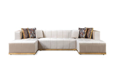 Elisha Ivory Velvet Double Chaise Sectional - Ornate Home