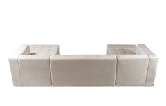 Elisha Ivory Velvet Double Chaise Sectional - Ornate Home