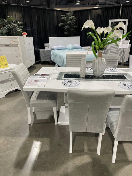 Elizaveta White High Gloss Dining Table - Ornate Home