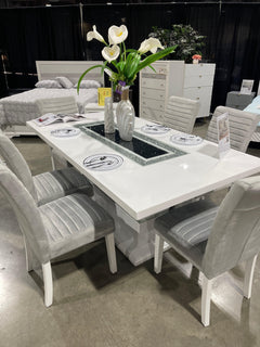 Elizaveta White High Gloss Dining Table - Ornate Home