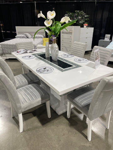 Elizaveta White High Gloss Dining Table - Ornate Home