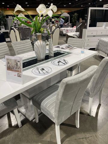 Elizaveta White High Gloss Dining Table - Ornate Home
