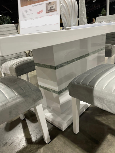 Elizaveta White High Gloss Dining Table - Ornate Home
