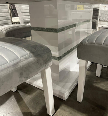 Elizaveta White High Gloss Dining Table - Ornate Home
