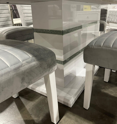 Elizaveta White High Gloss & Gray Side Chair (Set of 2) - Ornate Home