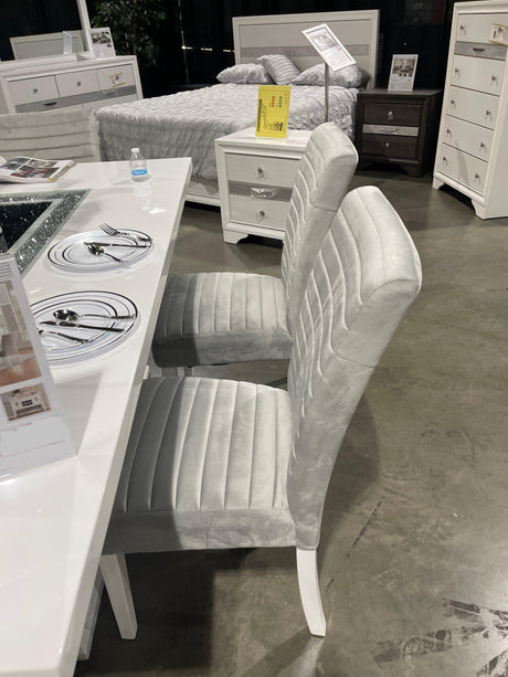 Elizaveta White High Gloss & Gray Side Chair (Set of 2) - Ornate Home