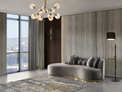Ella Gray Velvet Chaise Lounge - Ornate Home