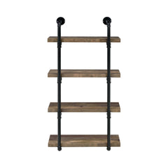 Elmcrest Black & Rustic Oak 24" Wall Shelf - Ornate Home
