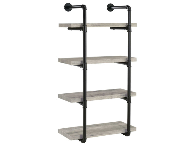 Elmcrest Grey Driftwood / Black 24"W Wall Shelf - Ornate Home