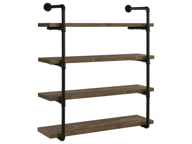 Elmcrest Rustic Oak / Black 4 "W Wall Shelf - Ornate Home