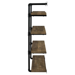 Elmcrest Rustic Oak / Black 4 "W Wall Shelf - Ornate Home