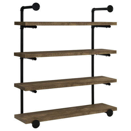 Elmcrest Rustic Oak / Black 4 "W Wall Shelf - Ornate Home