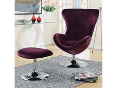 Eloise Purple Accent Chair w/ Ottoman - Ornate Home