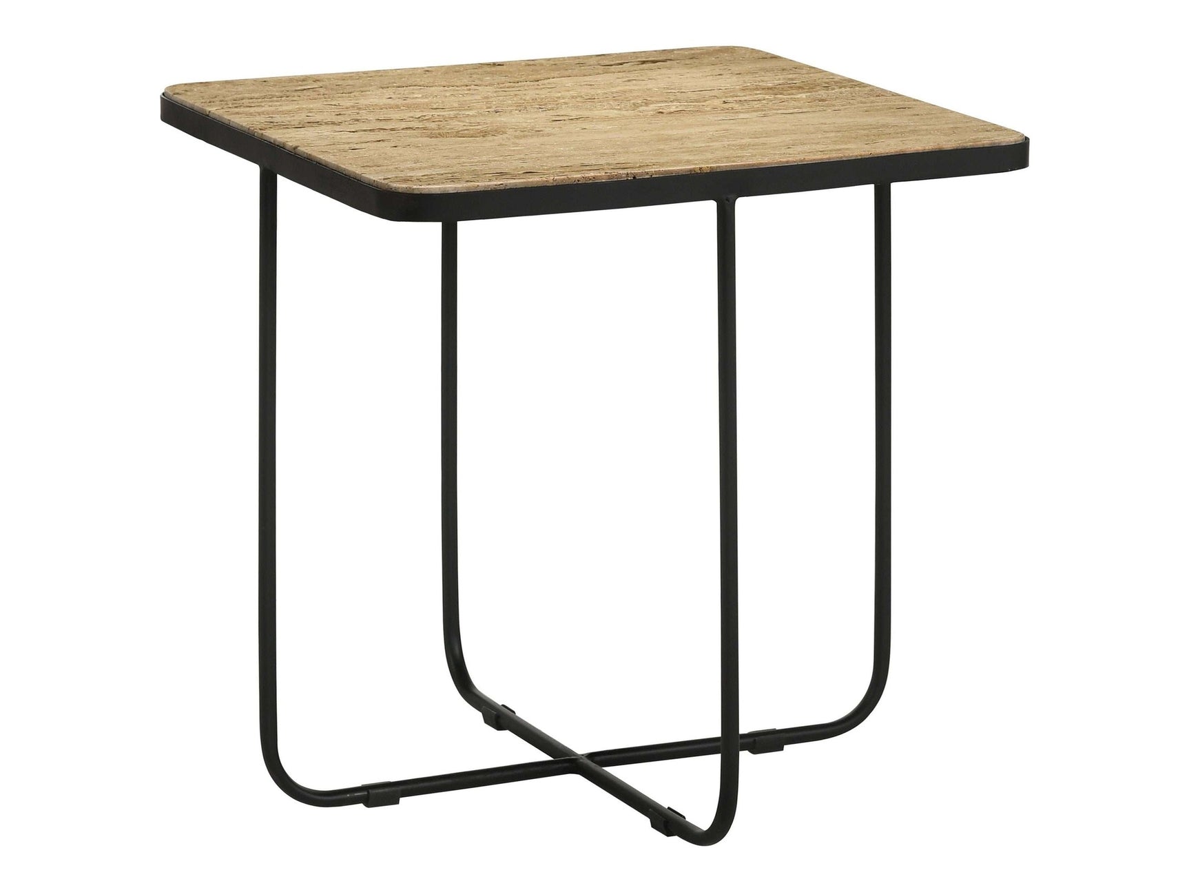 Elyna Beige / Matt Black Side Table - Ornate Home