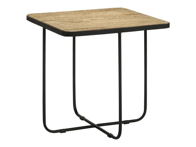 Elyna Beige / Matt Black Side Table - Ornate Home