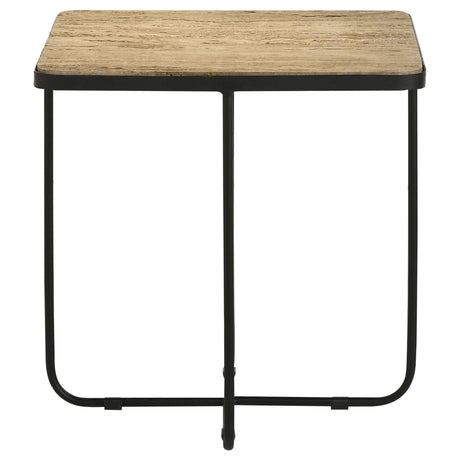 Elyna Beige / Matt Black Side Table - Ornate Home