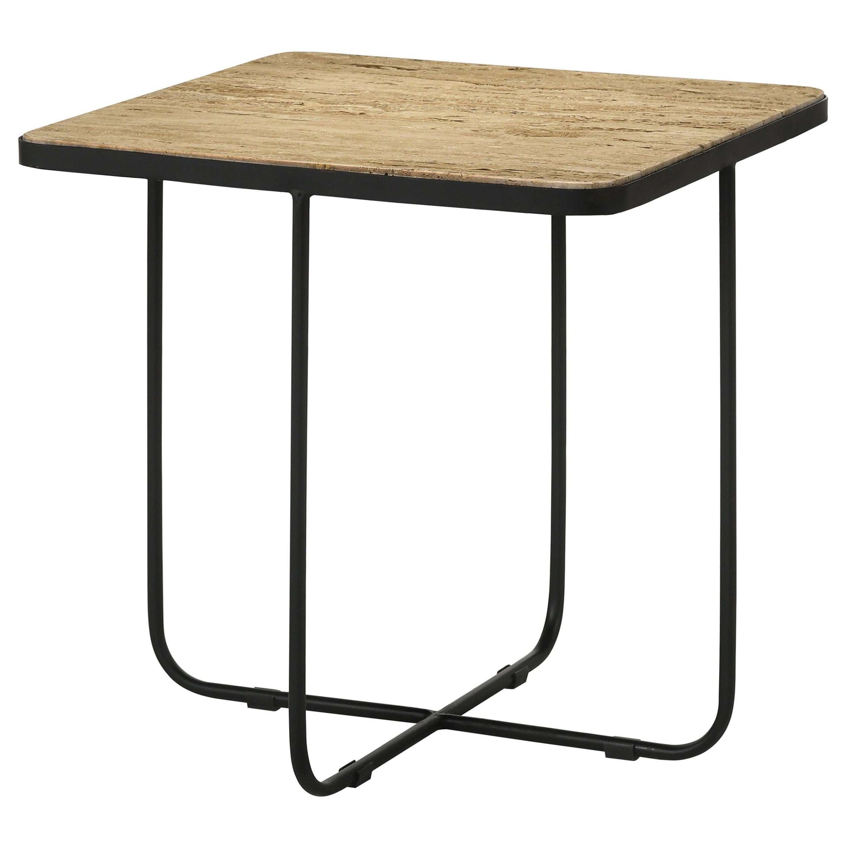 Elyna Beige / Matt Black Side Table - Ornate Home