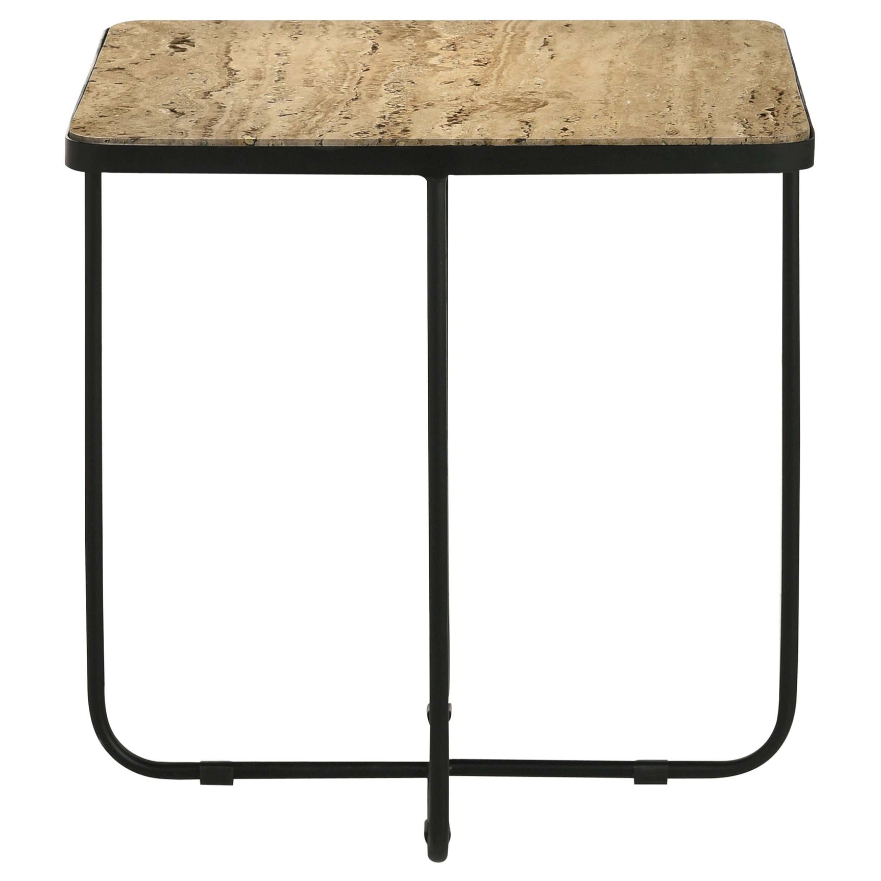 Elyna Beige / Matt Black Side Table - Ornate Home