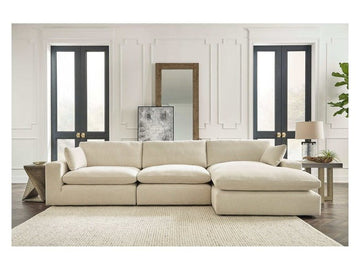Elyza Linen 3pc Sectional Sofa w/ RAF Corner Chaise - Ornate Home