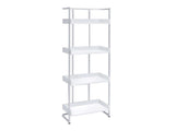 Ember White High Gloss & Chrome Bookcase - Ornate Home
