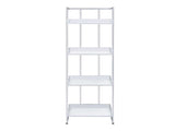 Ember White High Gloss & Chrome Bookcase - Ornate Home