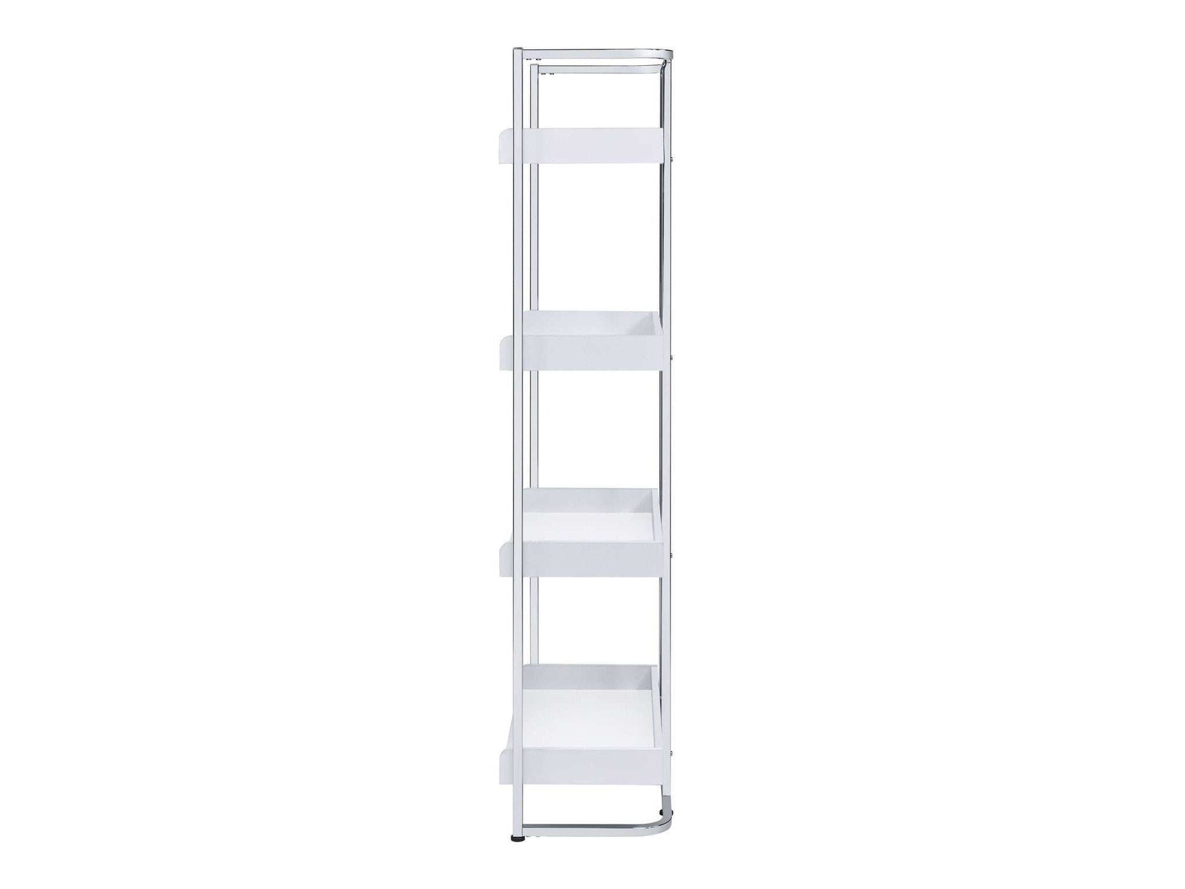 Ember White High Gloss & Chrome Bookcase - Ornate Home