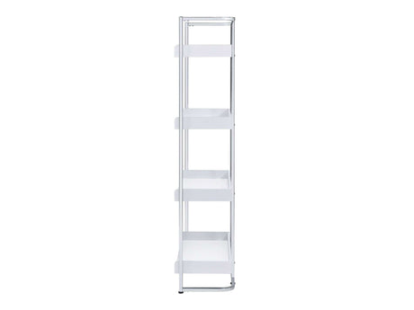 Ember White High Gloss & Chrome Bookcase - Ornate Home