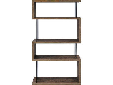 Emelle Aged Walnut Bookcase w/ Glass Panels - Ornate Home