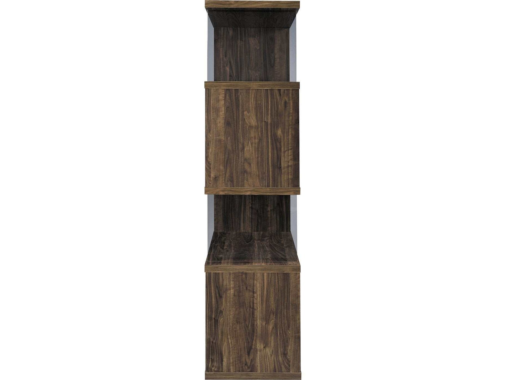 Emelle Aged Walnut Bookcase w/ Glass Panels - Ornate Home