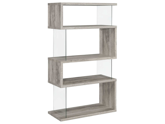 Emelle Grey Driftwood / Clear Bookcase - Ornate Home