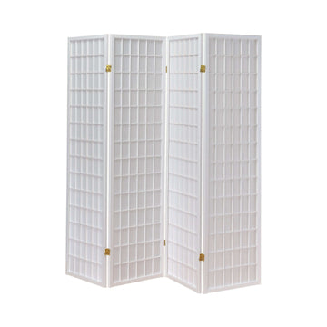 Emelle White 4 Panel Folding Screen - Ornate Home