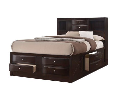 Emily Dark Cherry Queen Storage Platform Bed - Ornate Home