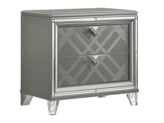 Emmeline Silver Nightstand w/ USB Charge - Ornate Home