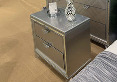 Emmeline Silver Nightstand w/ USB Charge - Ornate Home