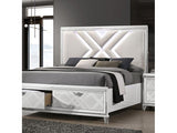 Emmeline White California King Bed w/ HB LED Lights & FB Drawers - Ornate Home
