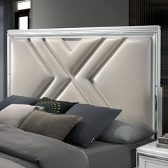 Emmeline White California King Bed w/ HB LED Lights & FB Drawers - Ornate Home