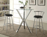 Eoin Chrome Round Glass Top Bar Table - Ornate Home