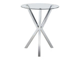 Eoin Chrome Round Glass Top Bar Table - Ornate Home