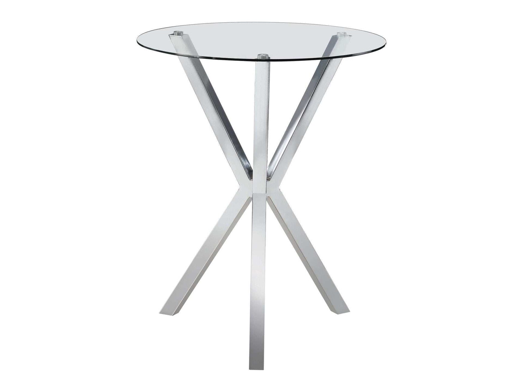 Eoin Chrome Round Glass Top Bar Table - Ornate Home
