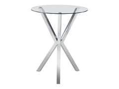 Eoin Chrome Round Glass Top Bar Table - Ornate Home