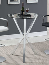 Eoin Chrome Round Glass Top Bar Table - Ornate Home