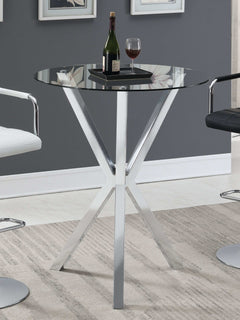 Eoin Chrome Round Glass Top Bar Table - Ornate Home