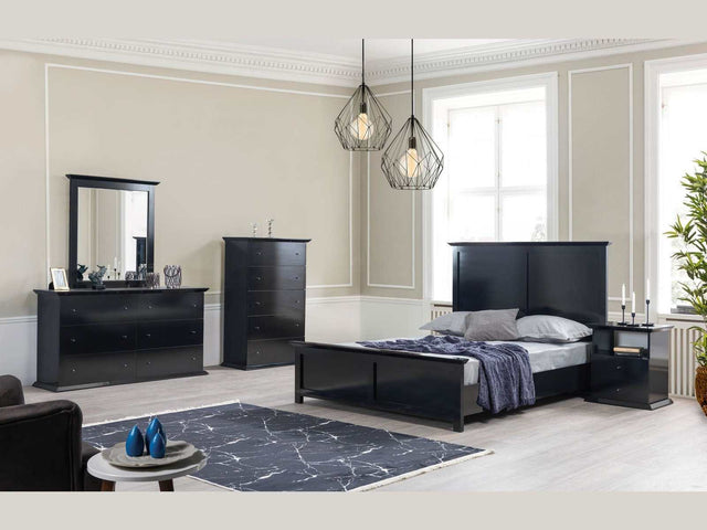 Erika Black 4-Piece Queen Bedroom Set - Ornate Home