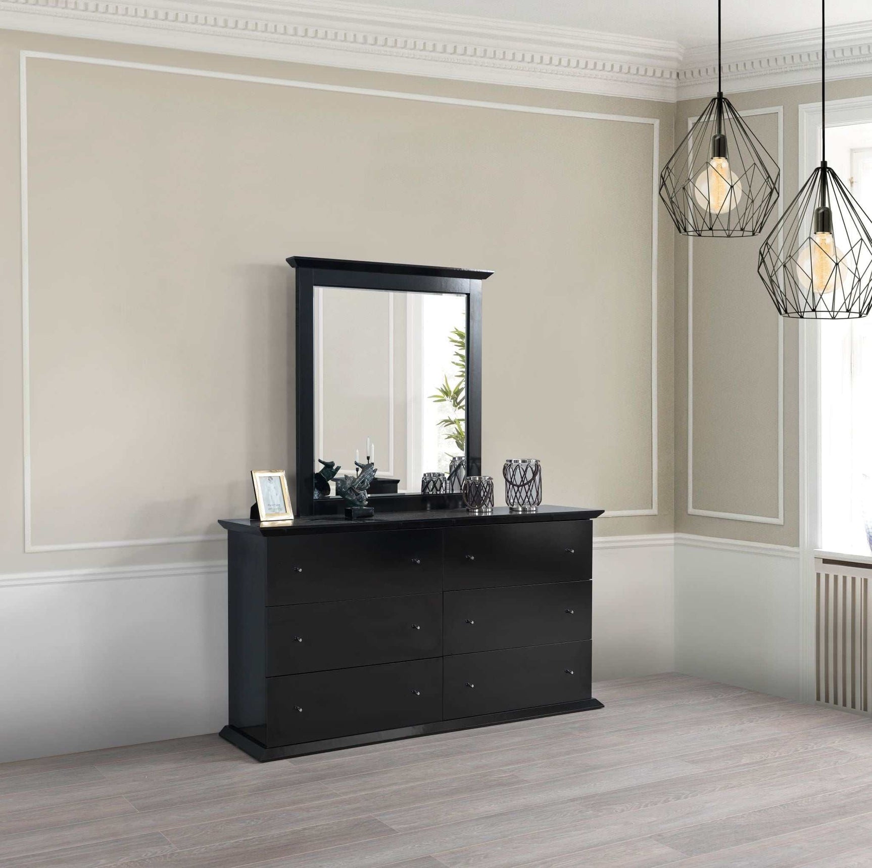 Erika Black 4-Piece Queen Bedroom Set - Ornate Home