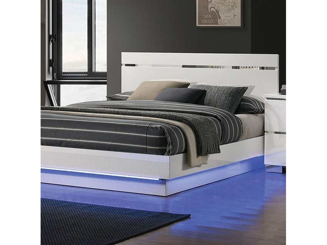 Erlach White/Chrome California King Bed/Chrome - Ornate Home