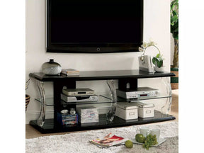 Ernst Black & Clear 60" TV Console w/ LED lights - Ornate Home