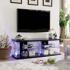 Ernst Black & Clear 60" TV Console w/ LED lights - Ornate Home