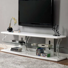 Ernst White & Clear 60" TV Console w/ LED lights - Ornate Home
